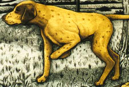 Gold pointer inlay, close-up