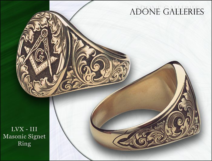 14K gold Freemason Signet ring