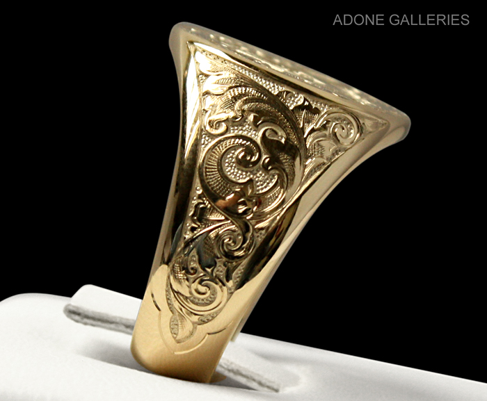 master mason hand engraved gold signet ring