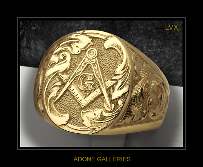 hand engraved mason ring