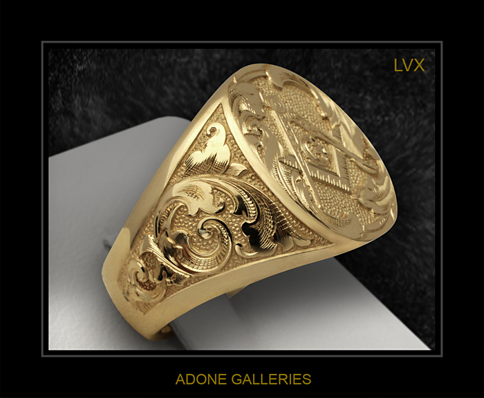 hand engraved mason ring