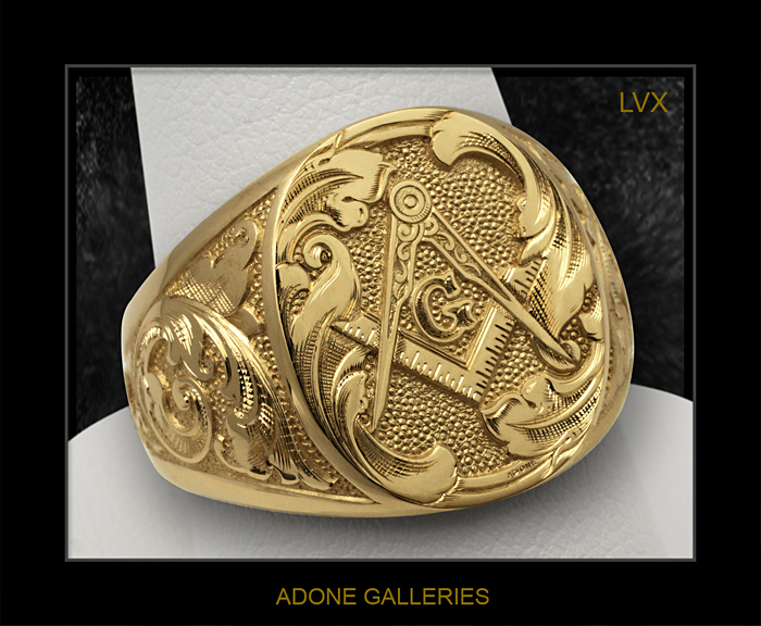 hand engraved mason ring