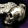 Engraved silver skull