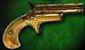 Derringer gold plated pistol, deep relief